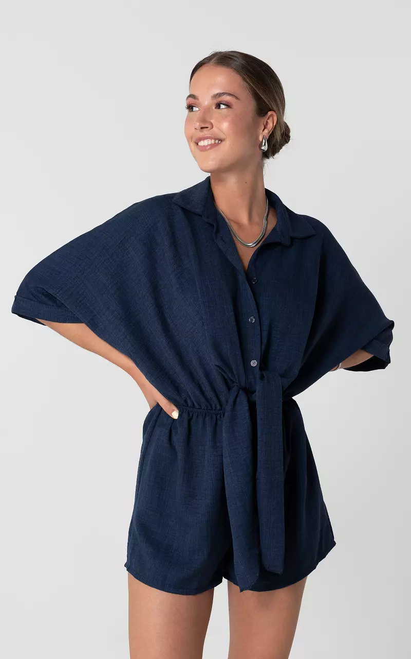 Jumpsuit with waist tie Blue