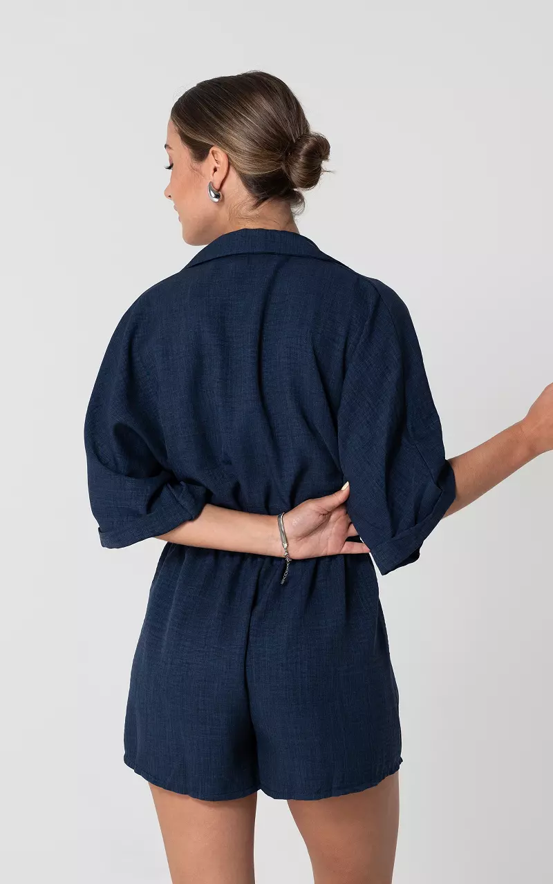 Jumpsuit with waist tie Blue