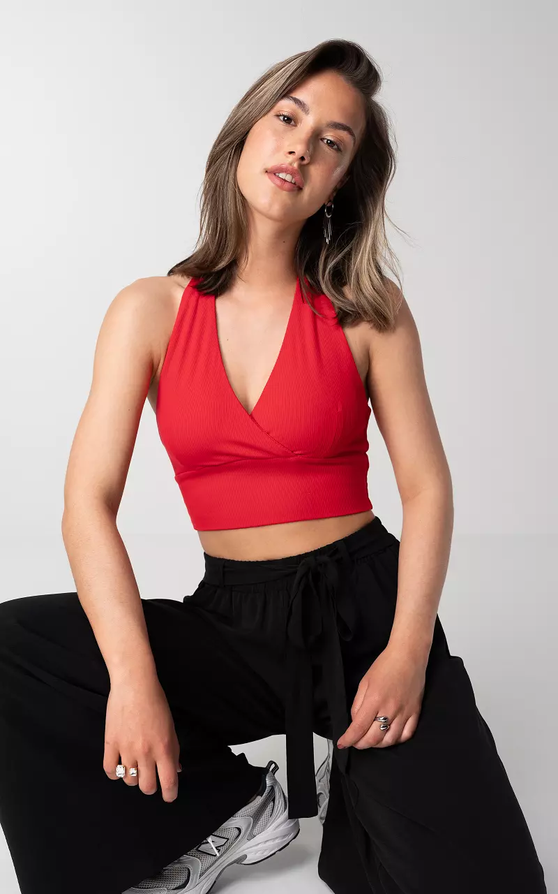 Cropped halter top Red