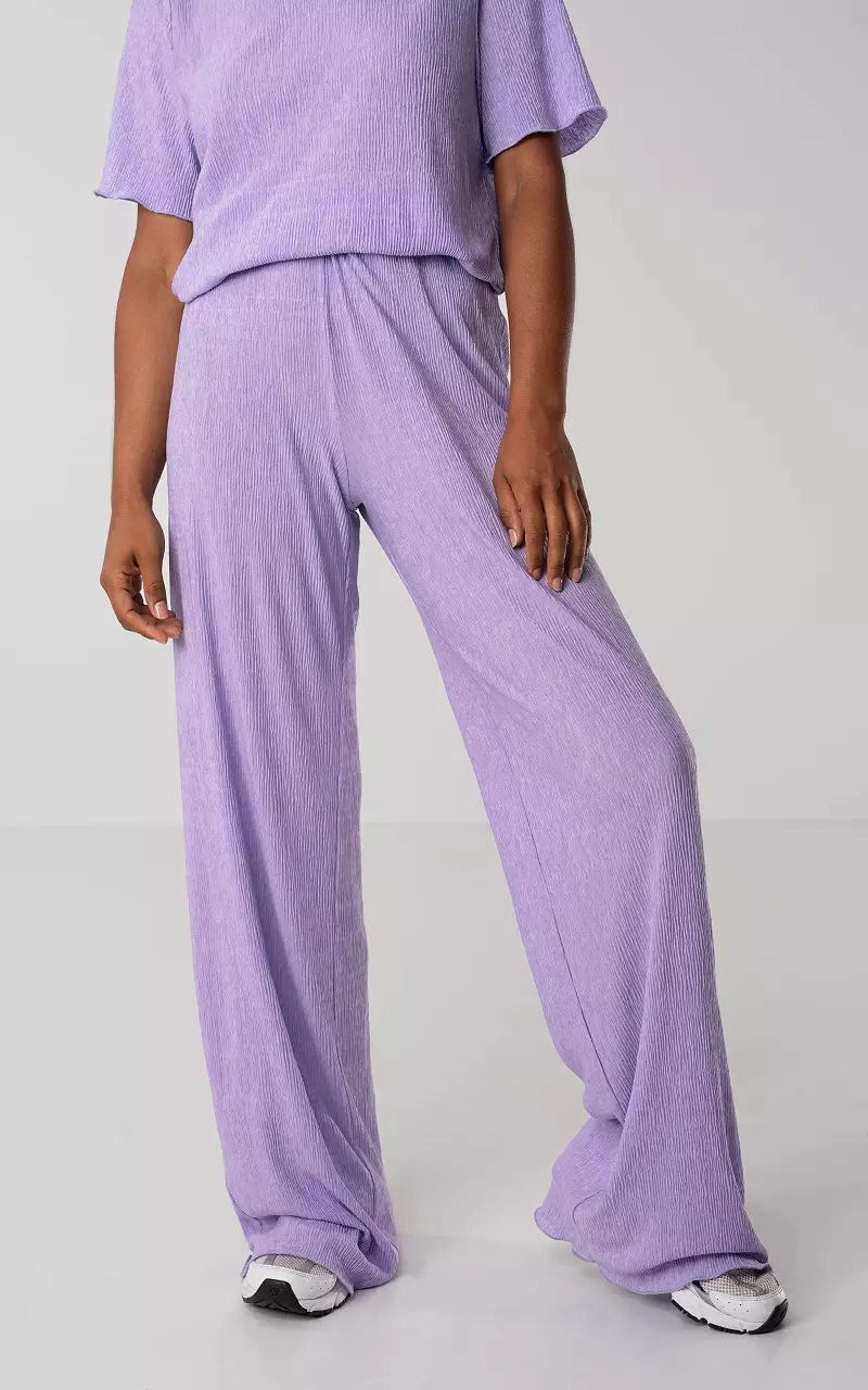 Elastic trousers with texture Lilac