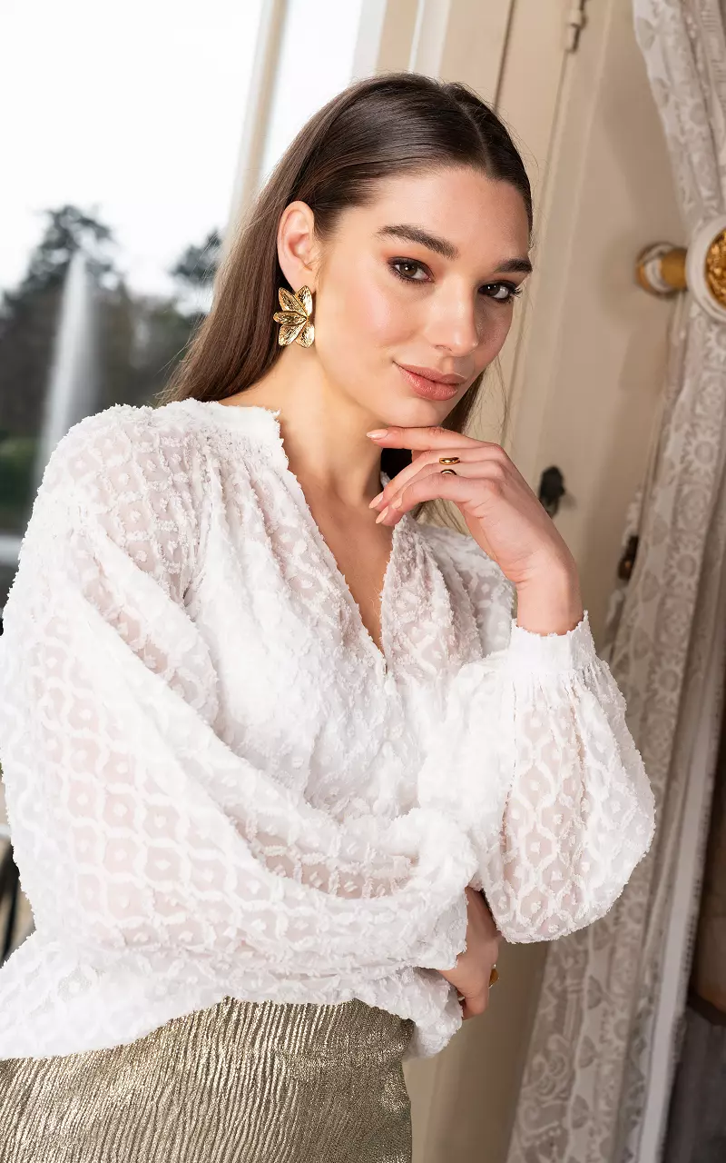 Oorbellen met bloem van stainless steel Goud