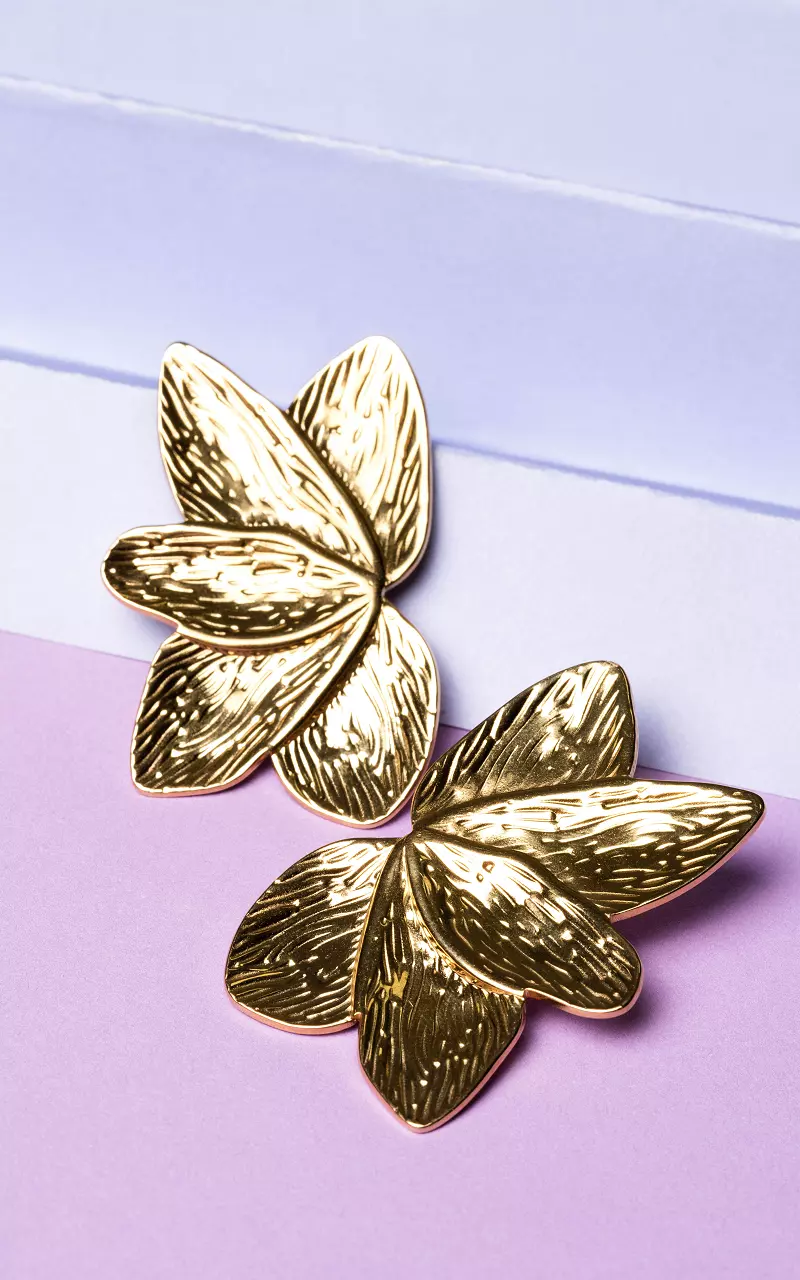 Flower earrings of stainless steel Gold