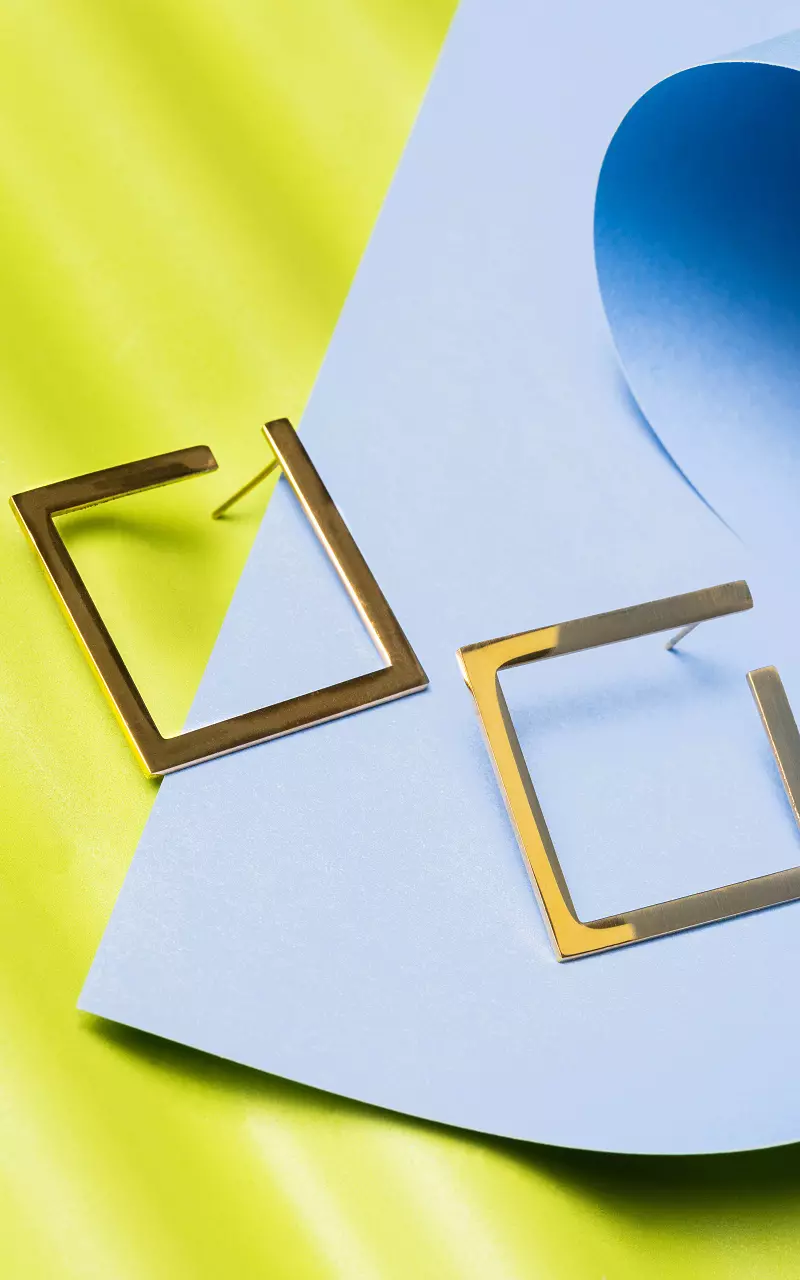 Stainless steel squared earrings Gold