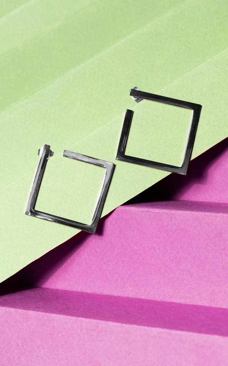 Stainless steel squared earrings Silver