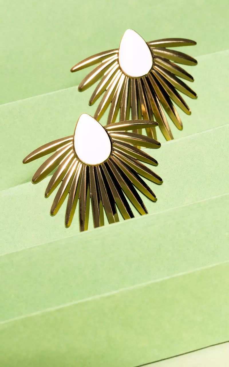 Sun earrings of stainless steel Gold White