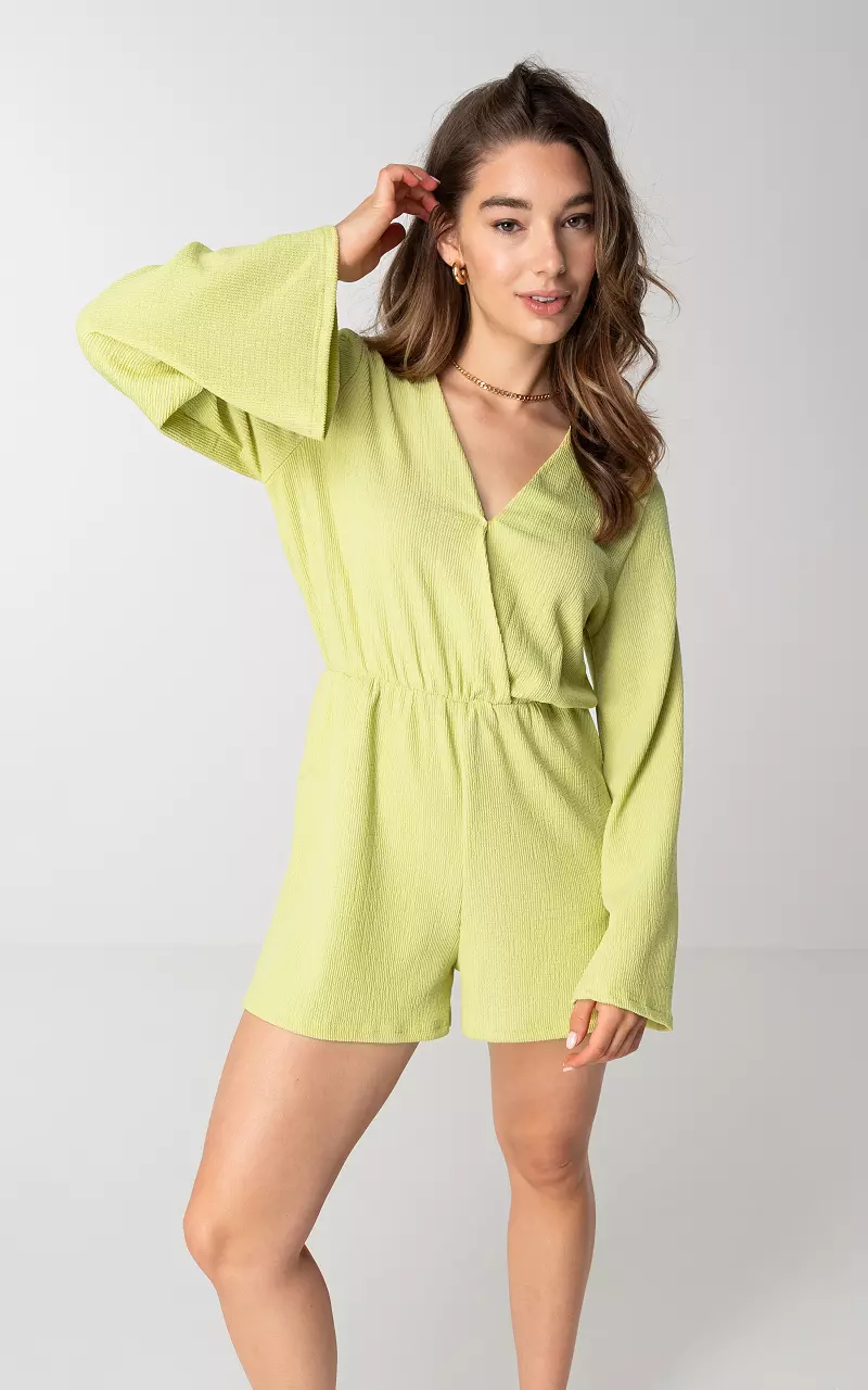 V-neck jumpsuit with flared sleeves Light Green
