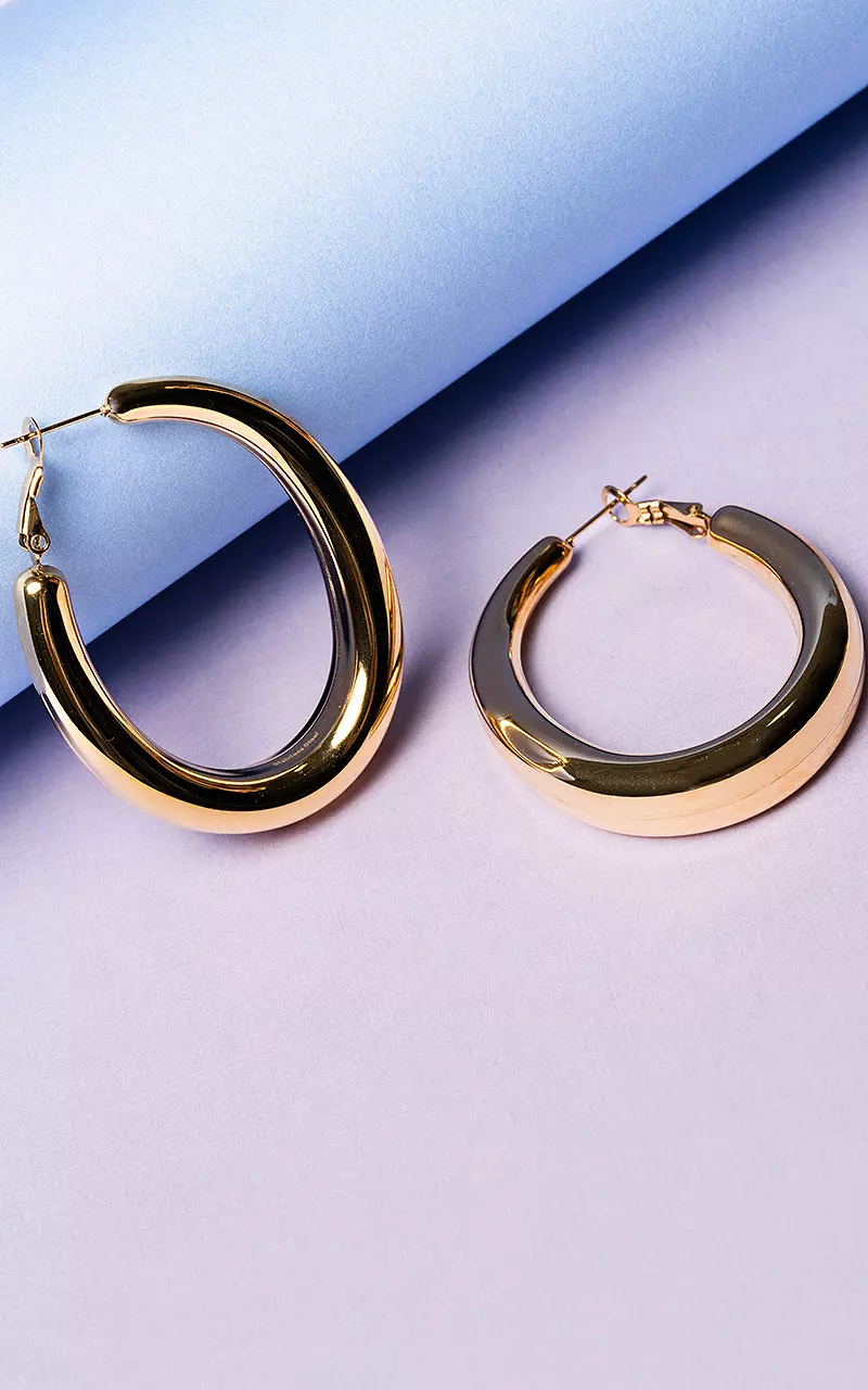 Stainless steel oval earrings Gold