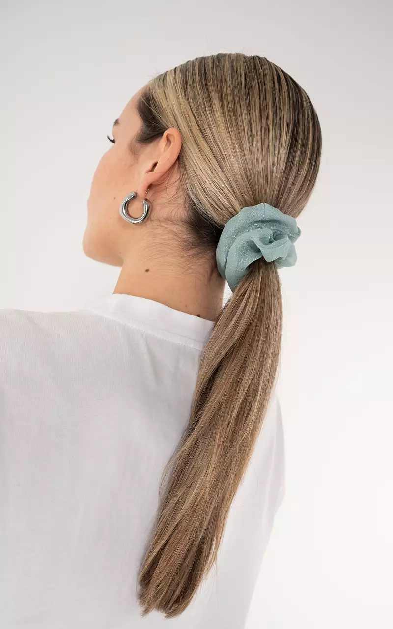 See-through scrunchie with glitter Mint