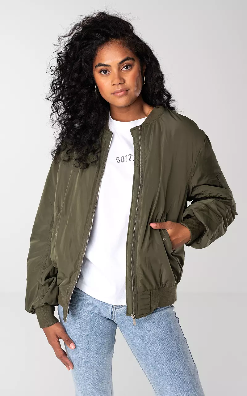 Khaki green bomber outlet jacket