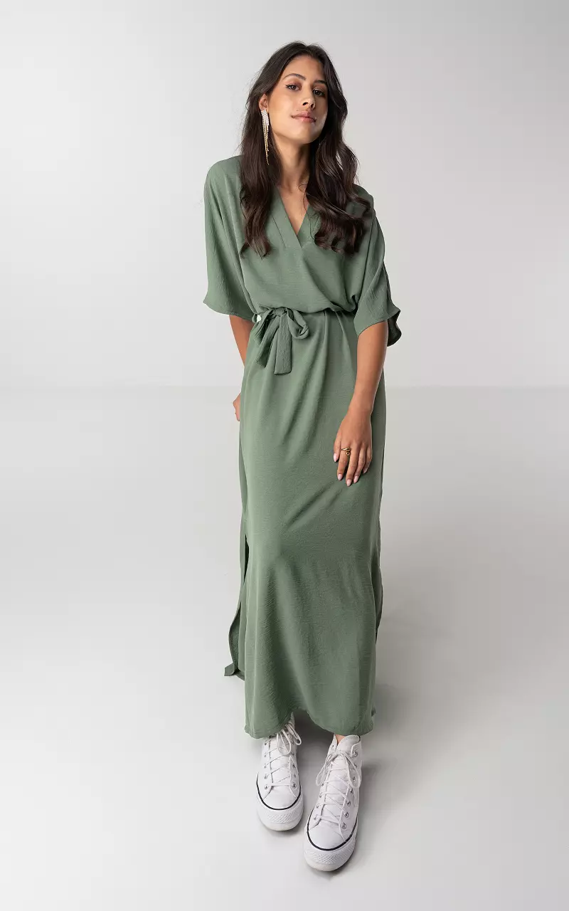 Maxi-Kleid mit V-Ausschnitt Grün