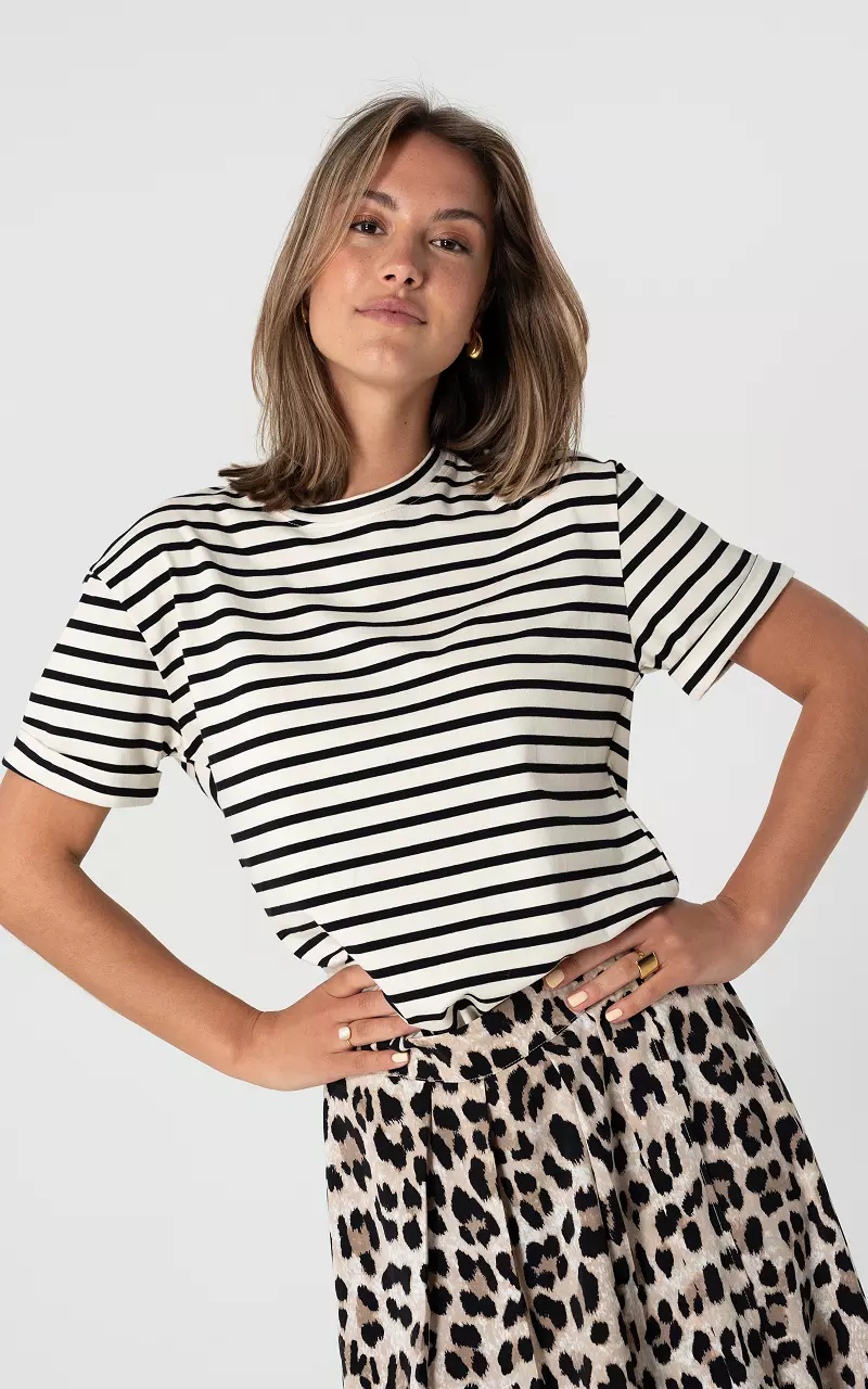 Basic shirt with striped pattern Cream Black