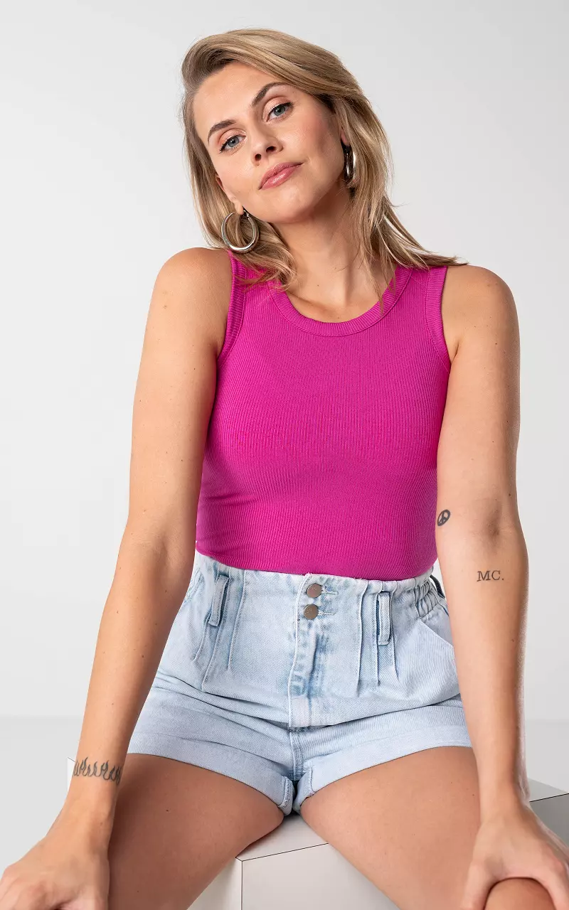 Tanktop with ribbed detail Fuchsia