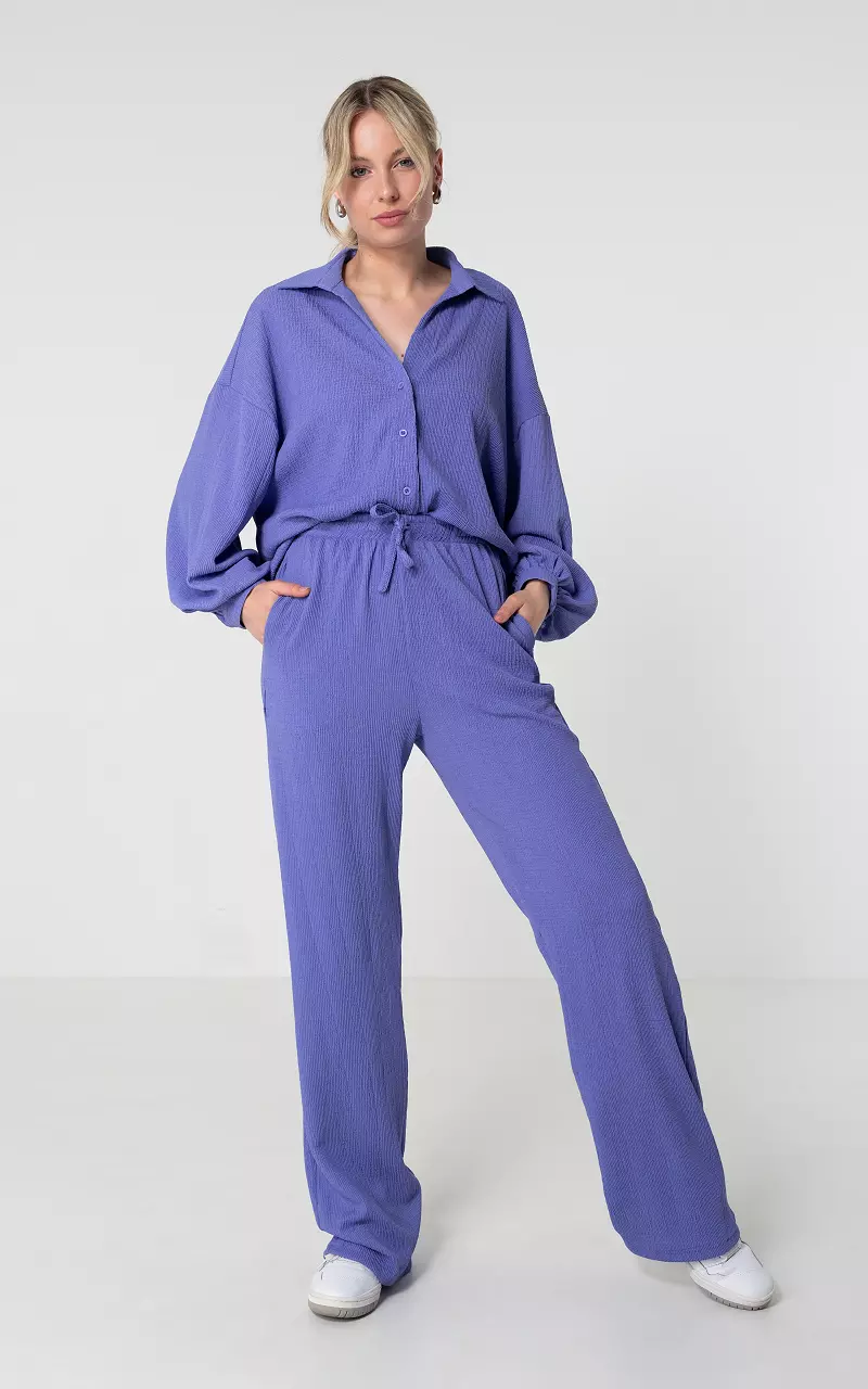 Wide Leg Hose mit Bindeschleife Lila