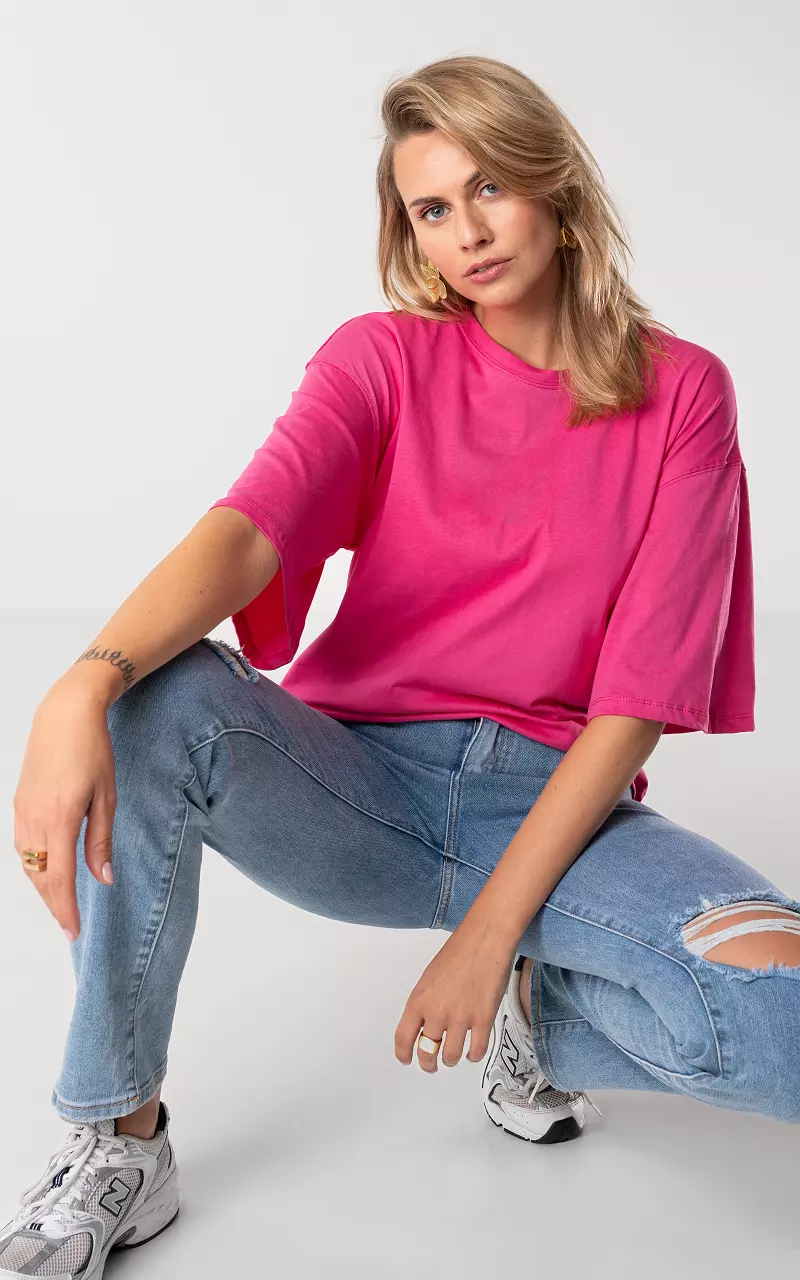 Basic katoenen t-shirt Roze