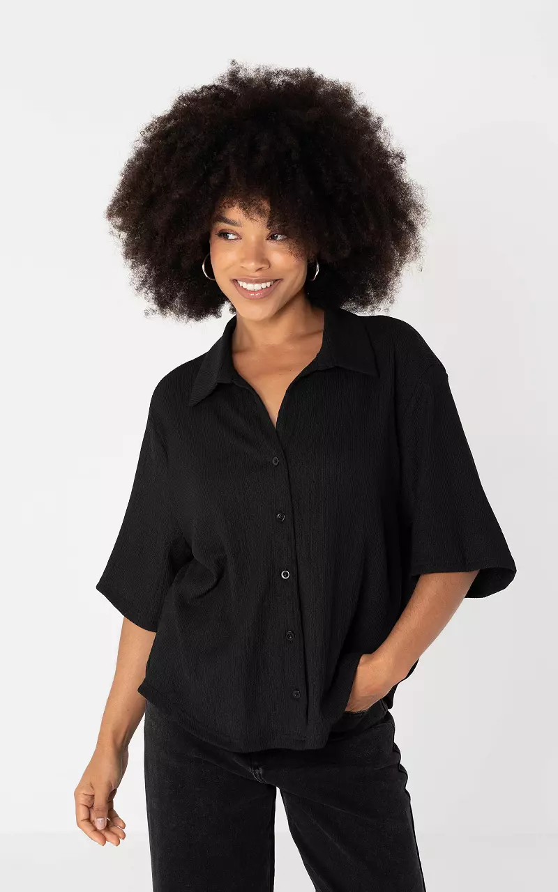 Locker fallende Bluse Schwarz
