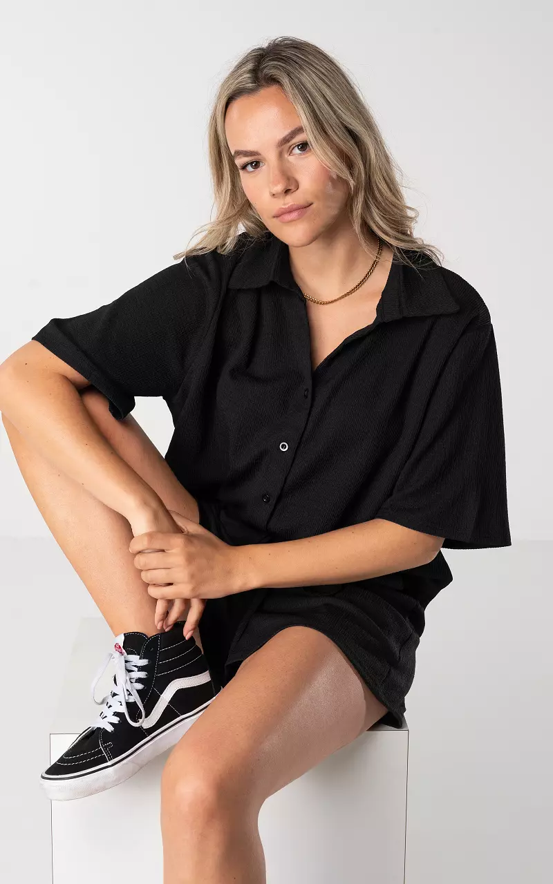 Loose-fitting blouse with buttons Black