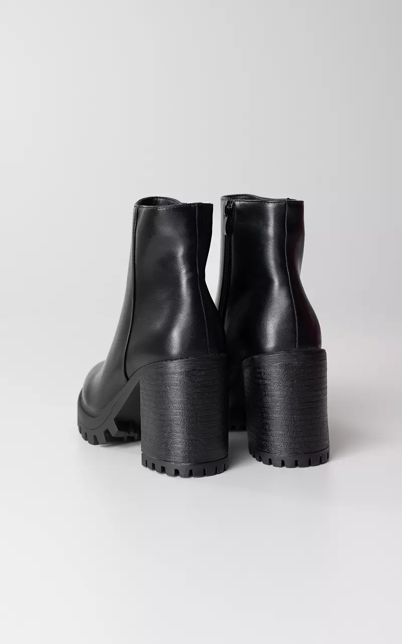 Velour Ankle Booties Black Velvet Chunky Block Heel Shoes – ShopAA