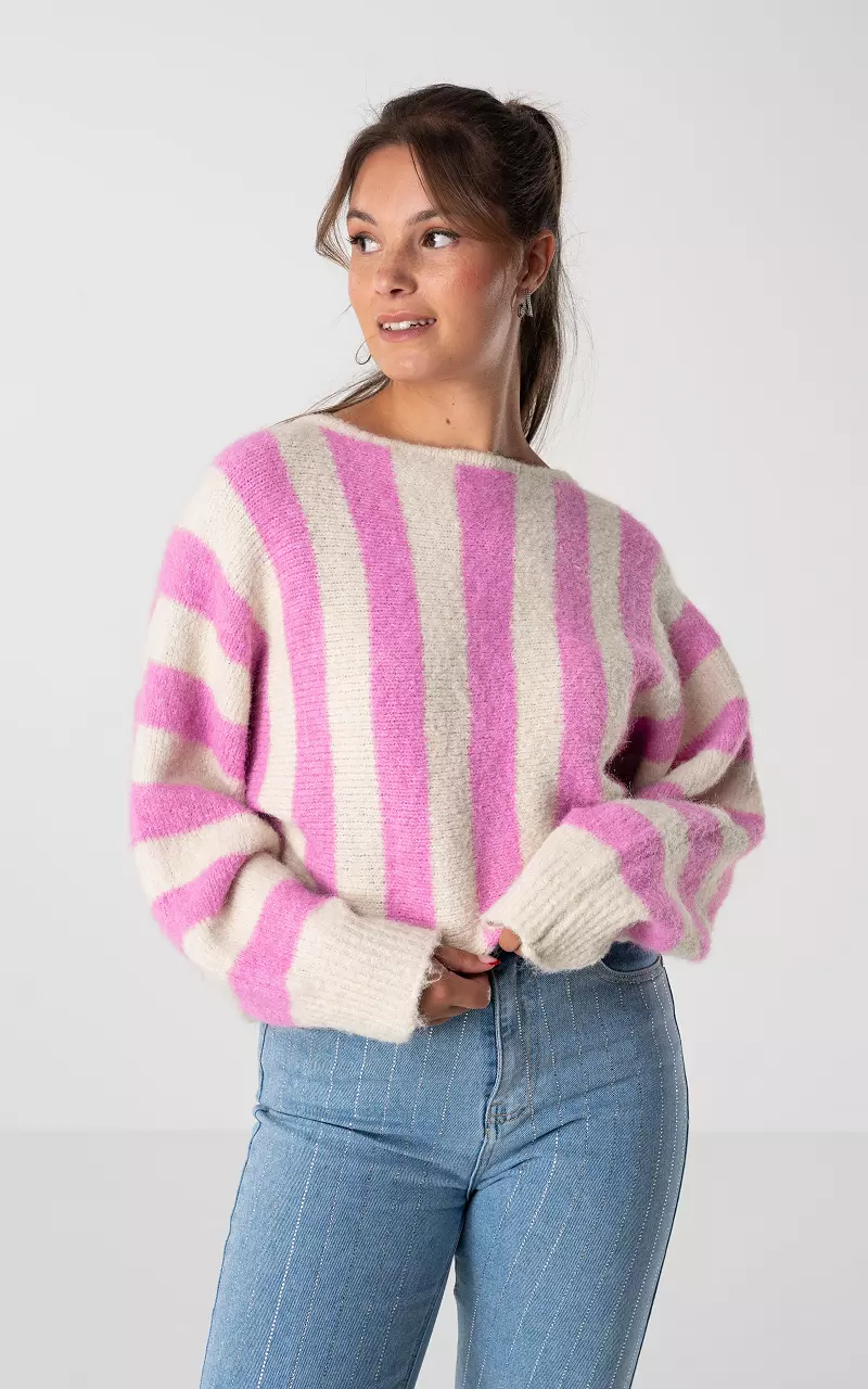 Pink and white outlet striped sweater