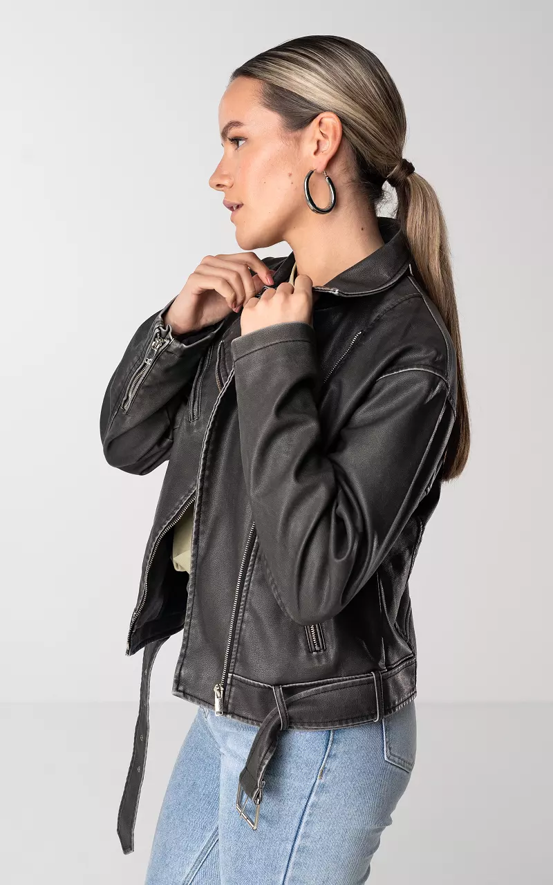 Imitation leather outlet jacket