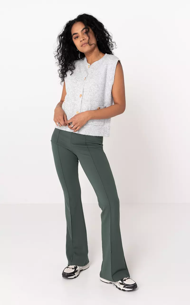 High-waist, flared trousers Kaki