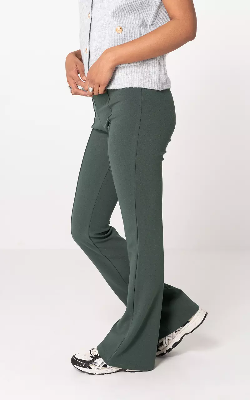 High-waist, flared trousers Kaki