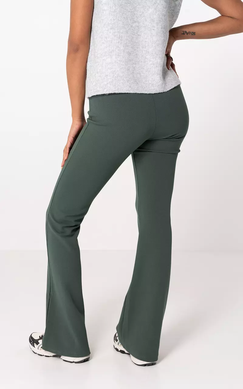 High-waist, flared trousers Kaki