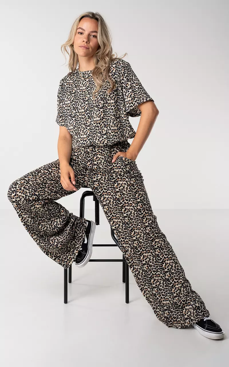 Wide leg leopard print trousers - Leopard