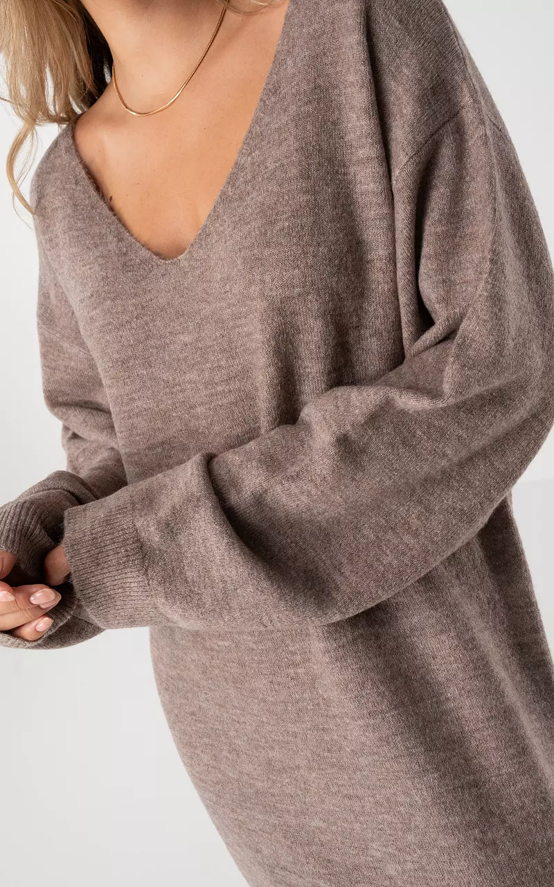 Taupe Cowl Neck Hooded Sweat Dress