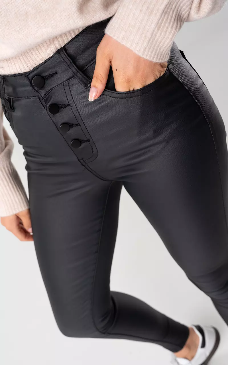 Stretchy coated skinny jeans Zwart