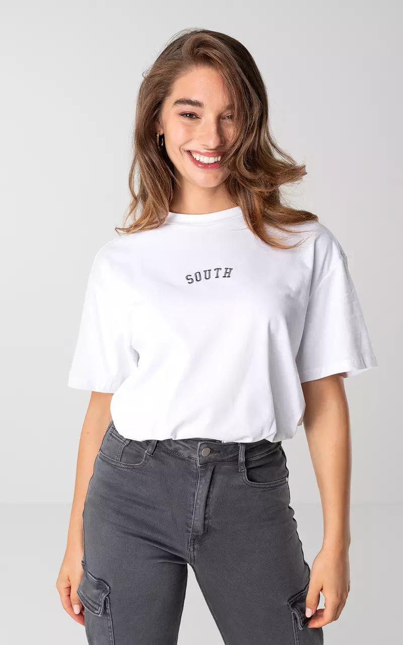 Basic shirt met tekst Wit Guts Gusto GUTSGUSTO.COM