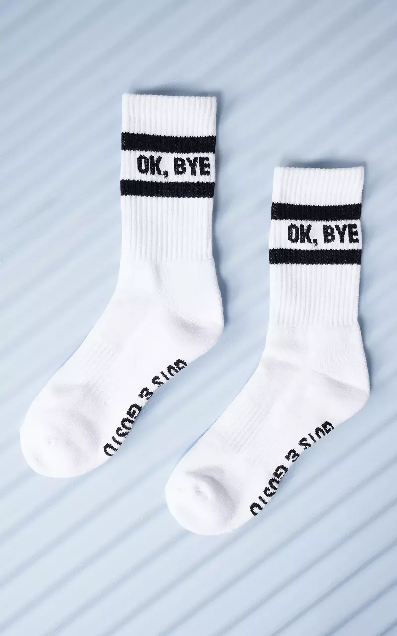 Chaussettes de sport 'ok, bye' Blanc Noir