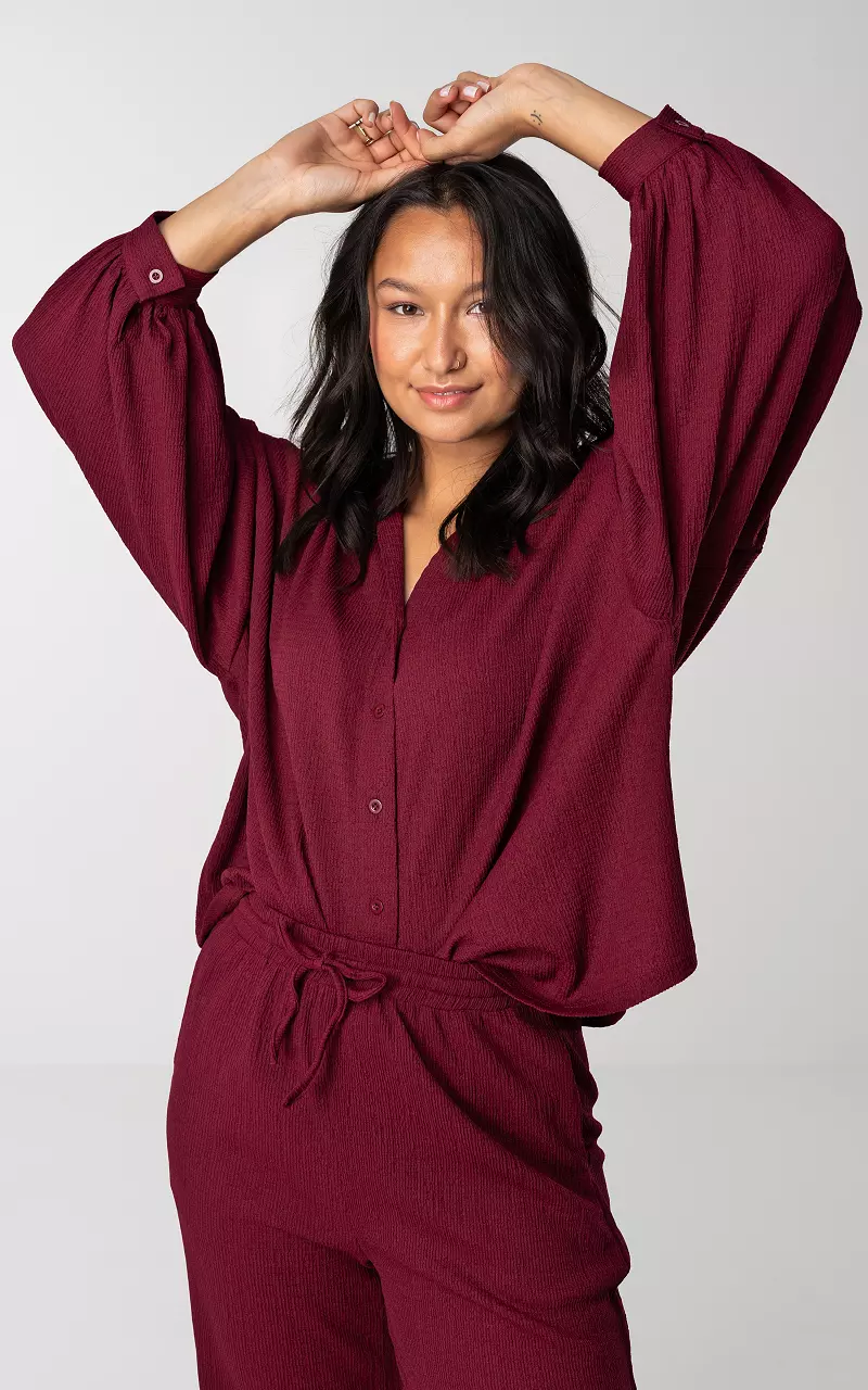 Oversized blouse with buttons Bordeaux