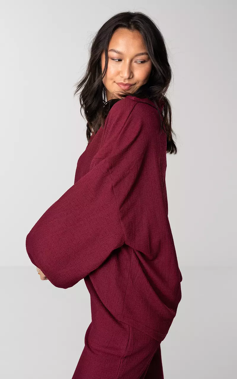 Oversized blouse with buttons Bordeaux