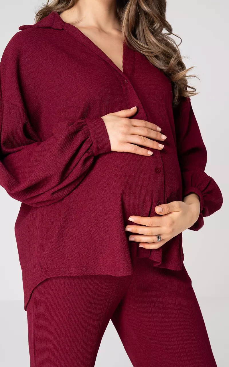 Oversized blouse with buttons Bordeaux