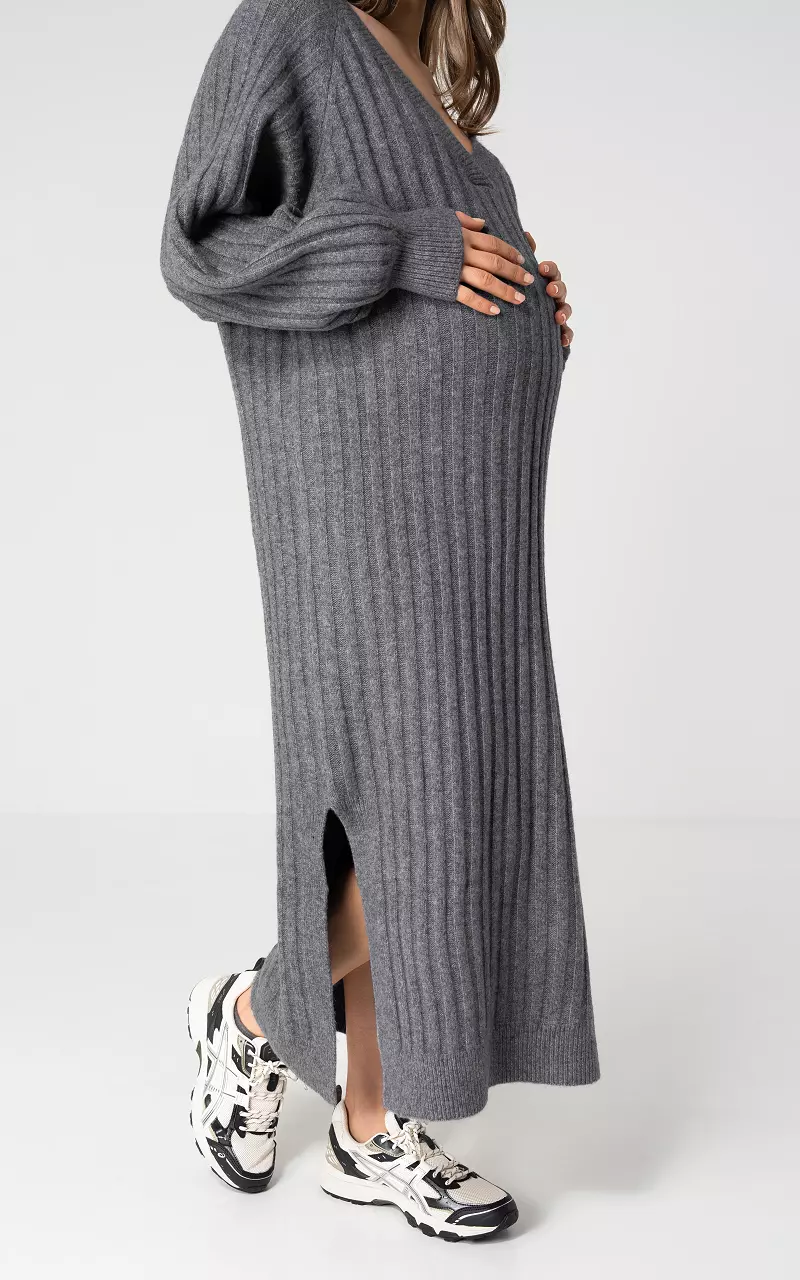 Maxi Strick Kleid Dunkelgrau