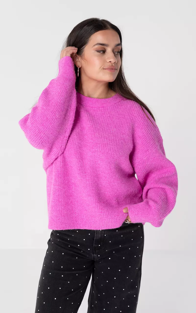 Sweater with round neck Pink