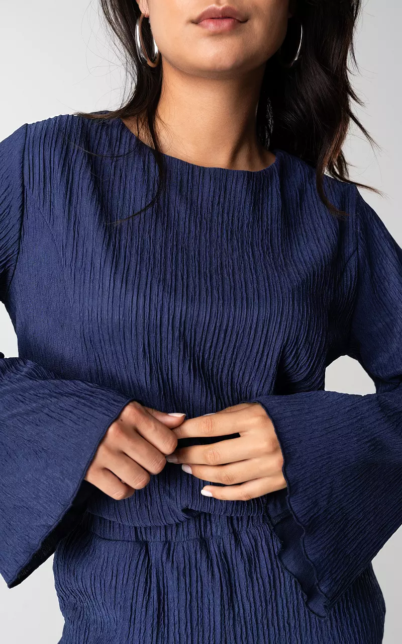 Long sleeve round neck top Dark Blue
