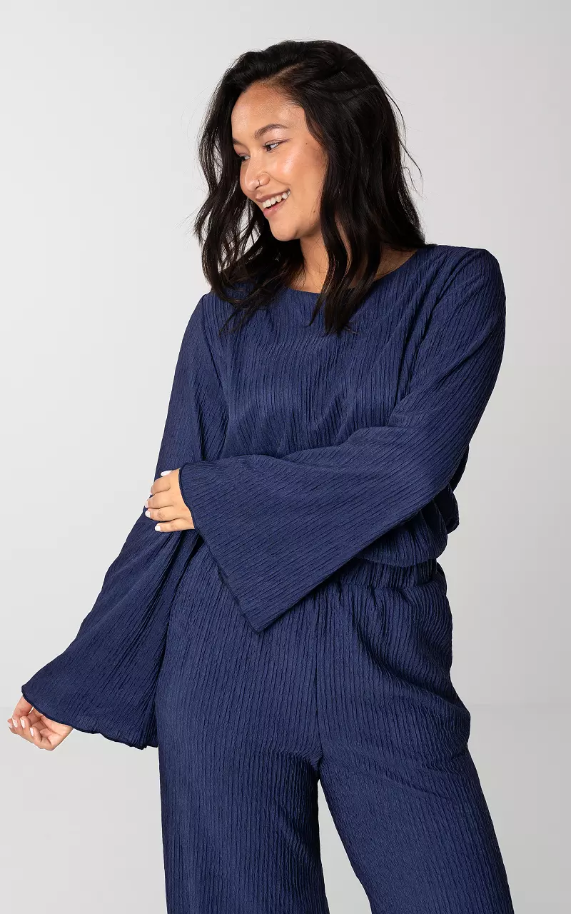 Long sleeve round neck top Dark Blue