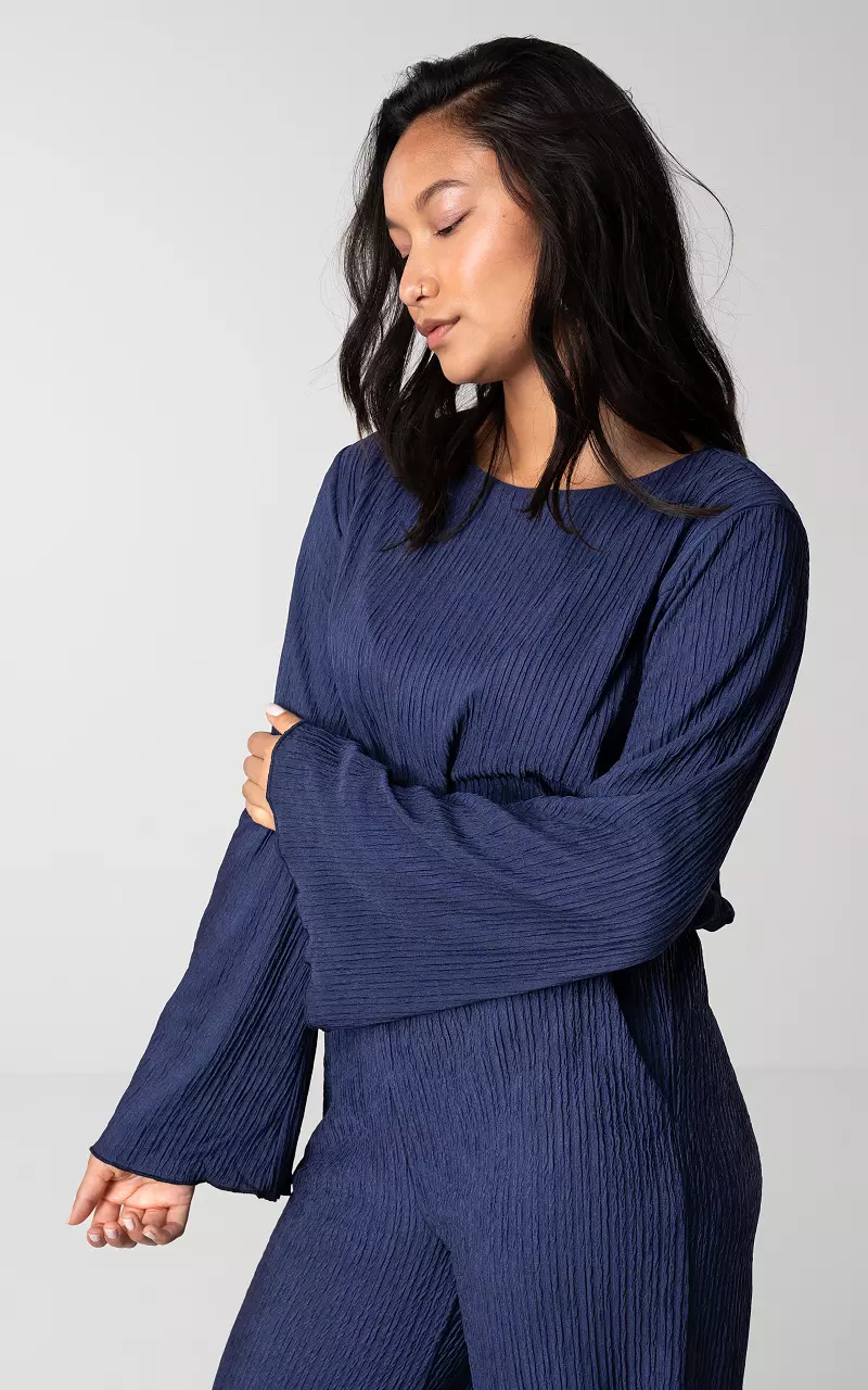 Long sleeve round neck top Dark Blue