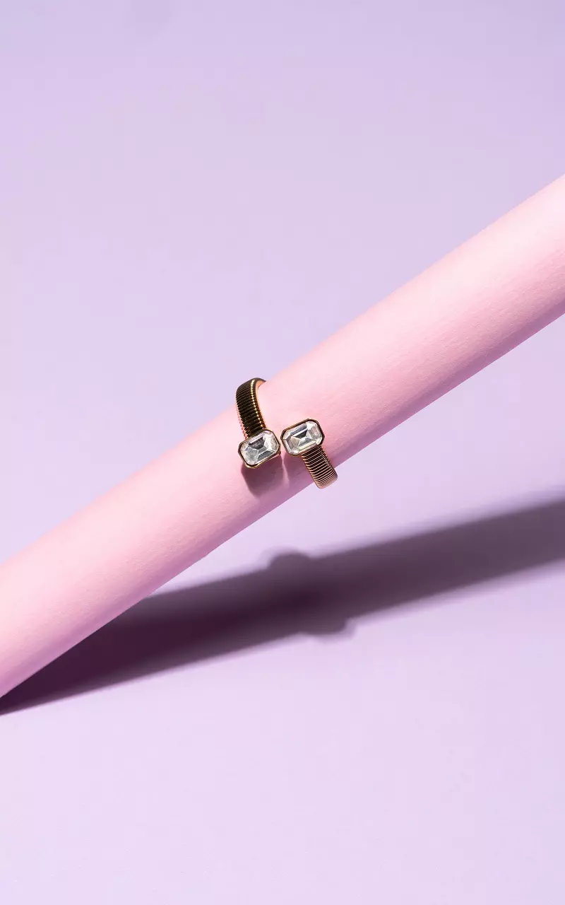 Adjustable ring with a coloured stone Gold