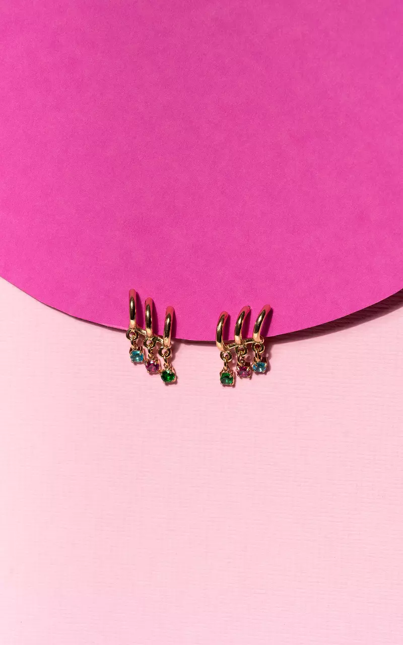 Earrings of stainless steel Gold Multicolor