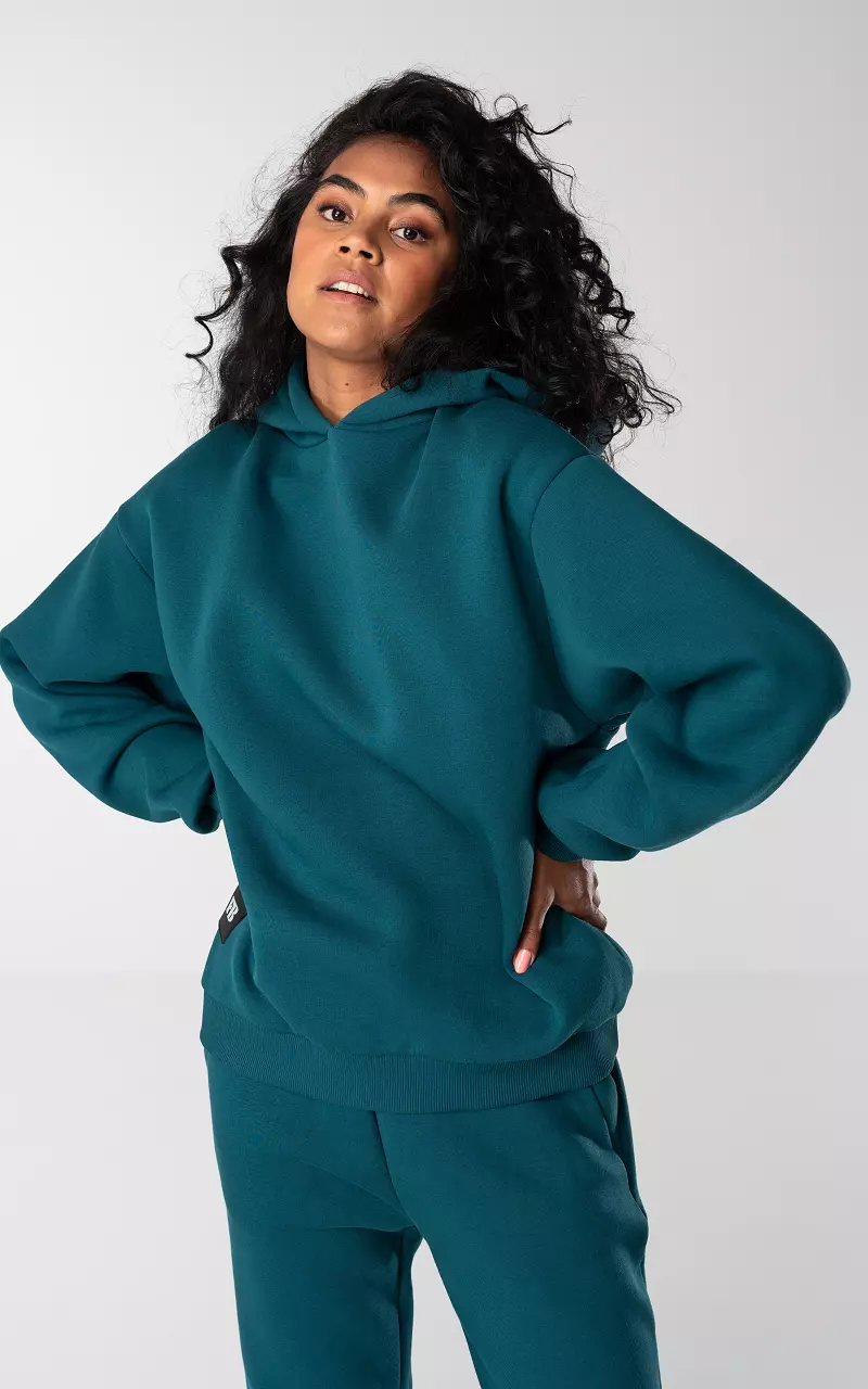 Oversized Unisex Pullover mit Kapuze Petrol