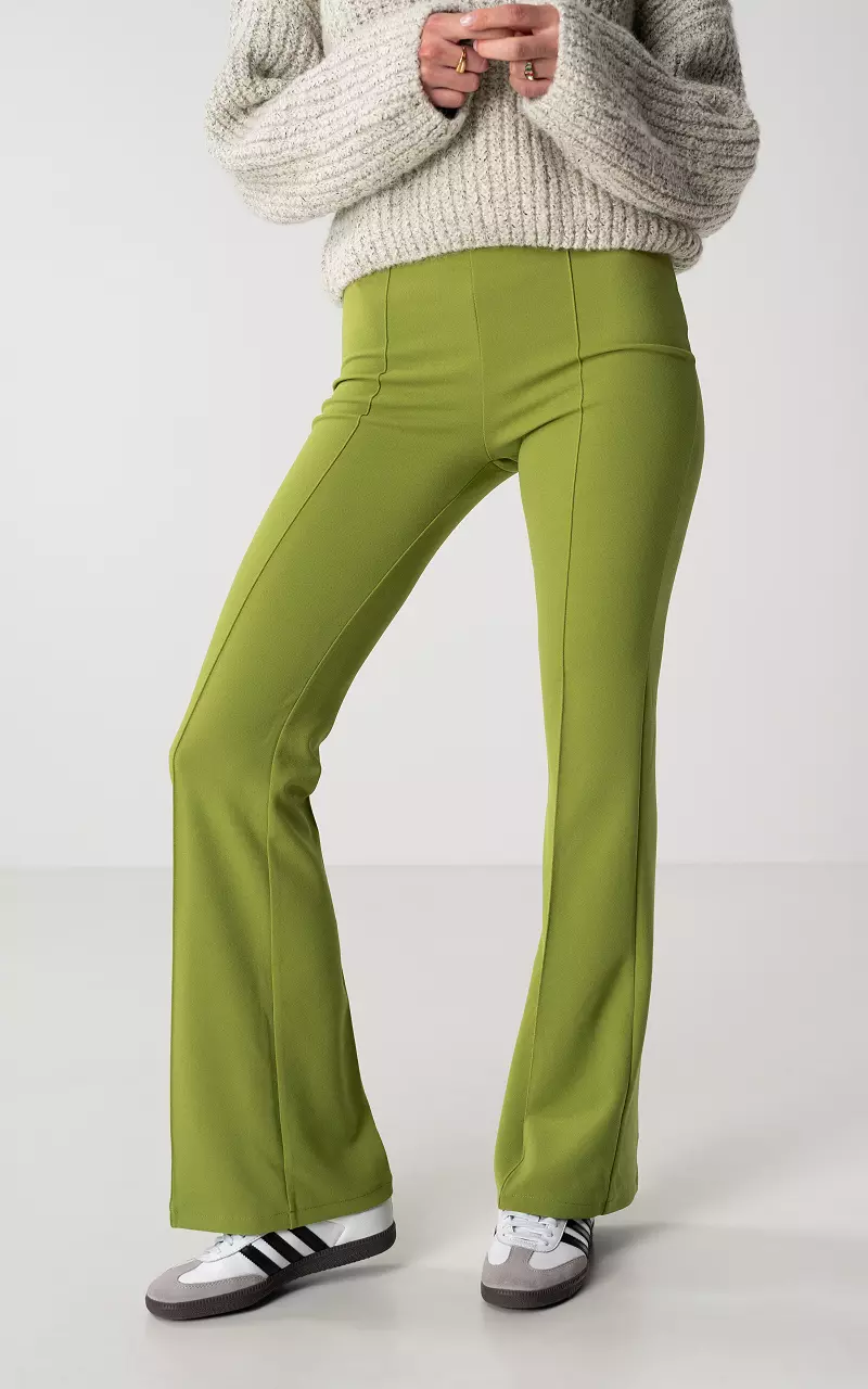 High-waist, flared trousers Lime Green