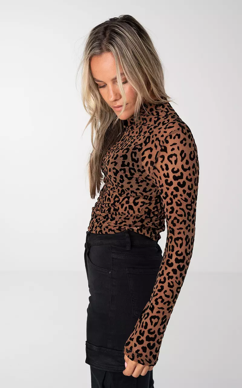 See through top Lichtbruin Zwart