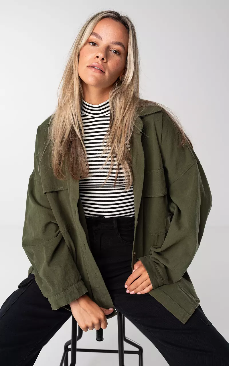 Oversized blouse with buttons Green