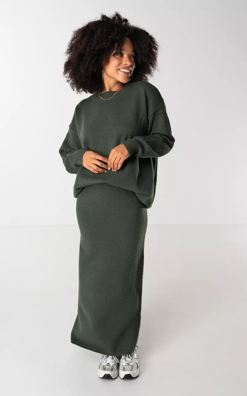 Set with sweater and skirt Dark Green