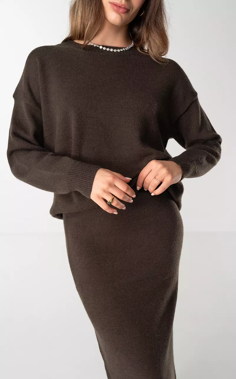 Set with sweater and skirt Dark Brown
