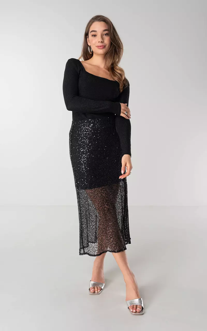 Skirt with glitter detail Black