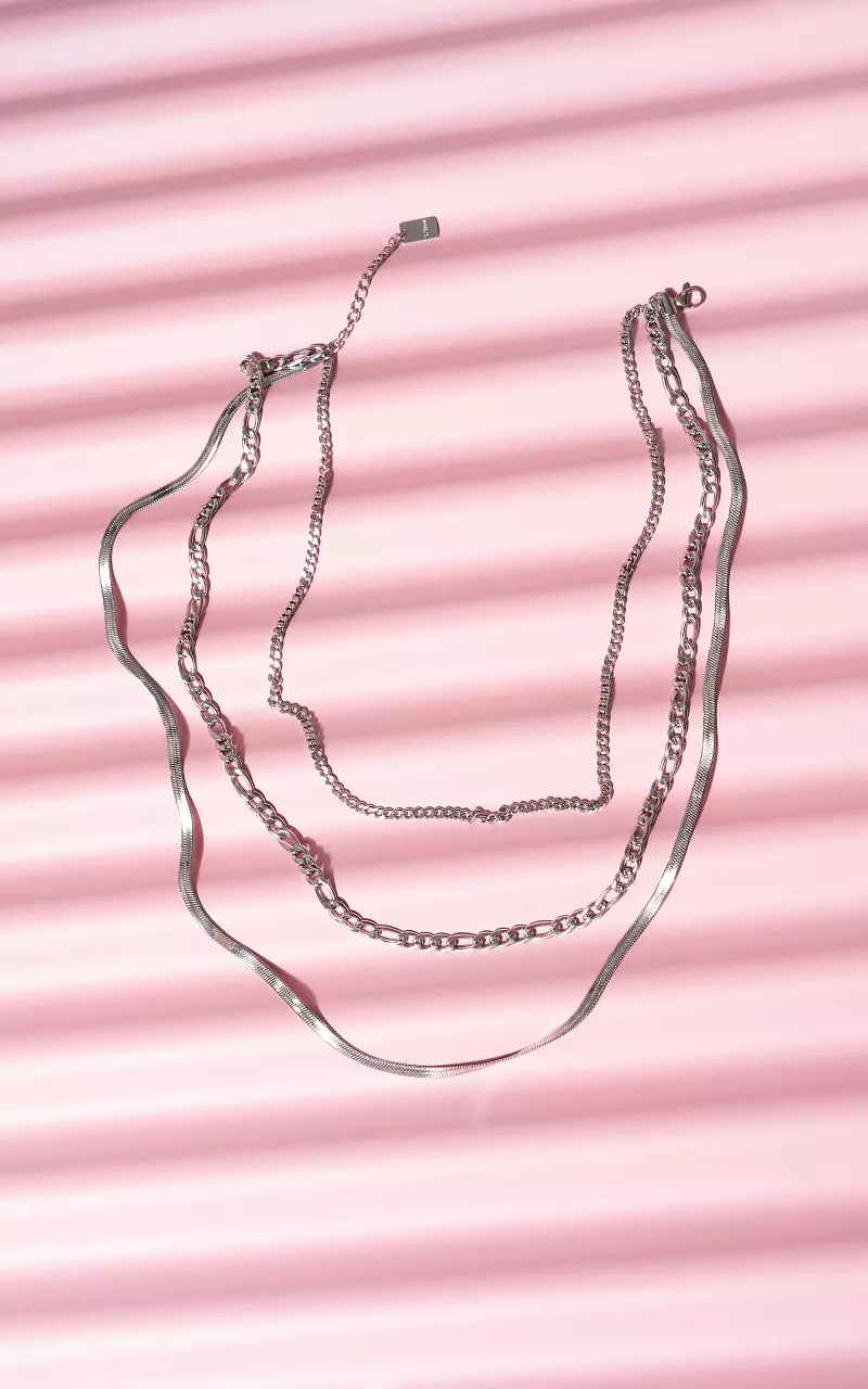 Stainless steel three-layer necklace  Silver