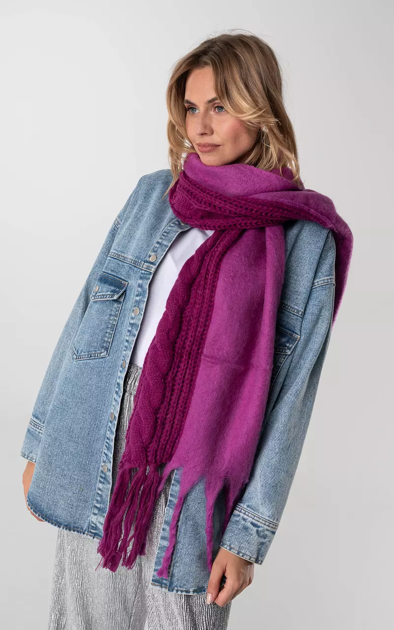 Scarf with fringes Purple